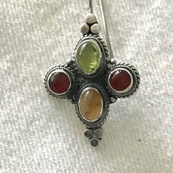 925 stamped earrings Peridot, Garnet & Citrine. 🤗Offers🍀welcome - Picture 3 of 6